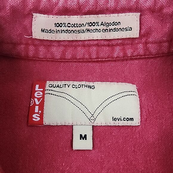 Levis Shirt Mens Medium Red Chamois Workshirt Long Sleeve Button Up Chore Casual - Picture 3 of 16